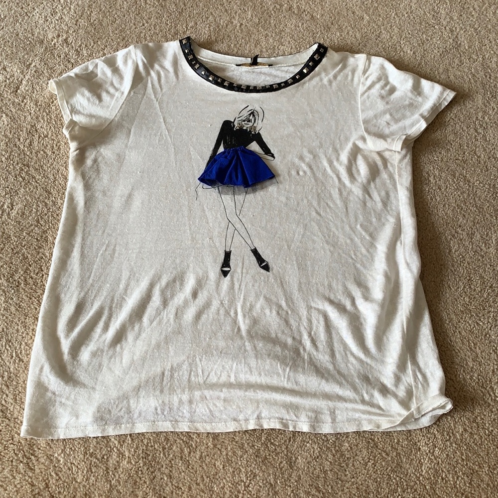 Maje tshirt with leather studded neck